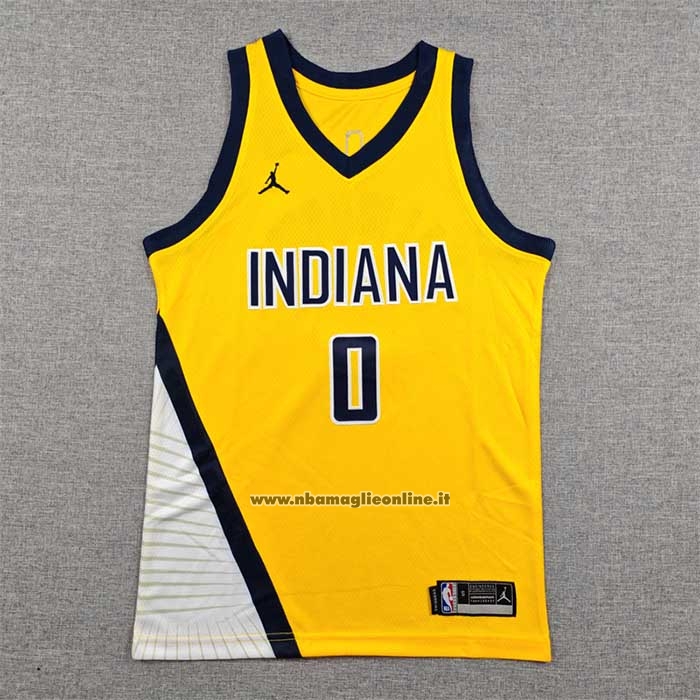 Maglia Bambino Indiana Pacers Tyrese Haliburton No 0 Statement 2024-25 Giallo